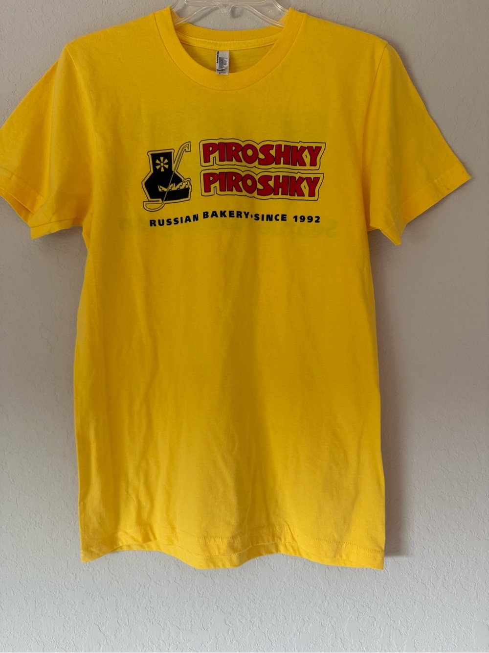 American Apparel Yellow Piroshky Logo Tee